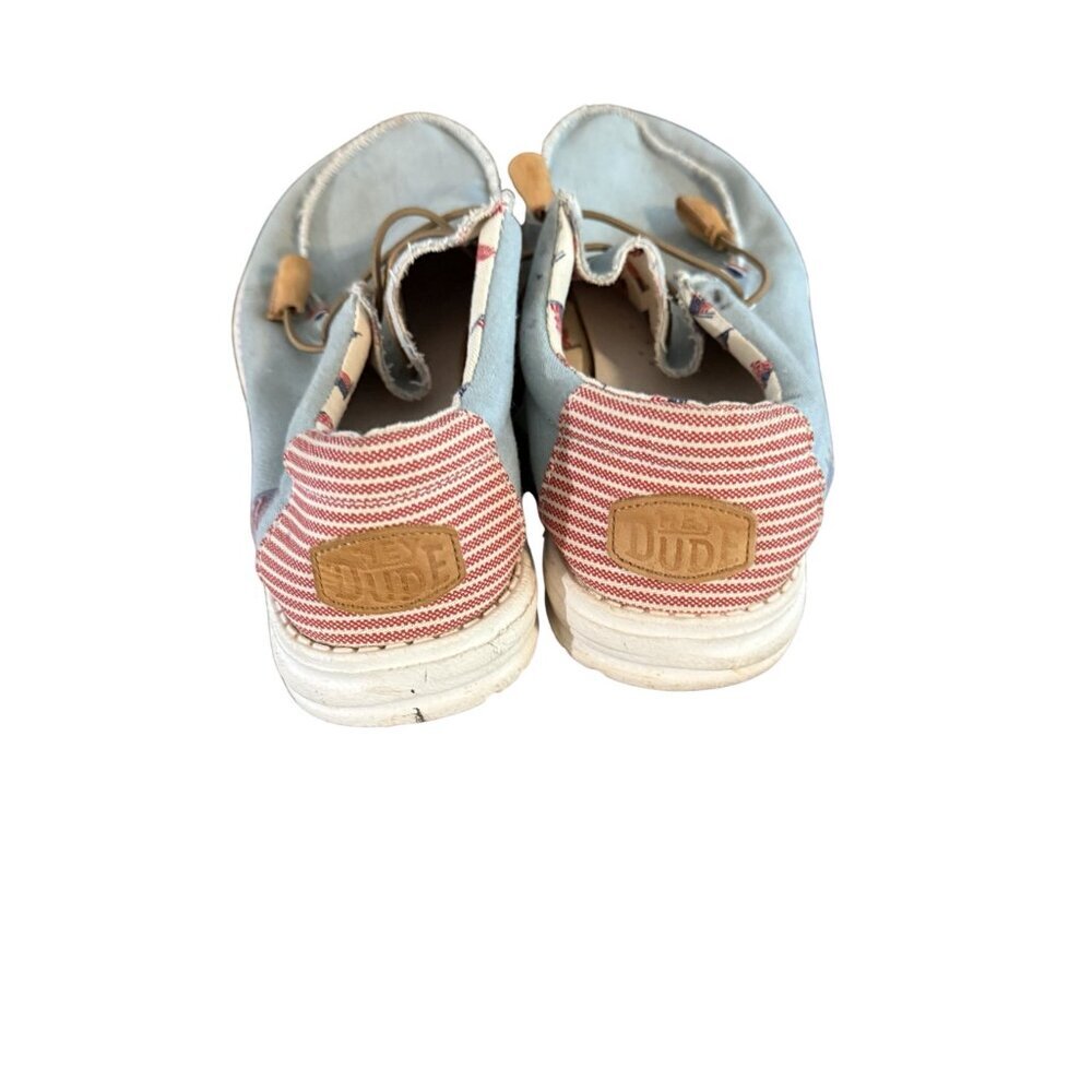 Hey Dude Wally American Denim Stripe women’s Lightweight Slip-On Loafers L11 M9 - Picture 5 of 10